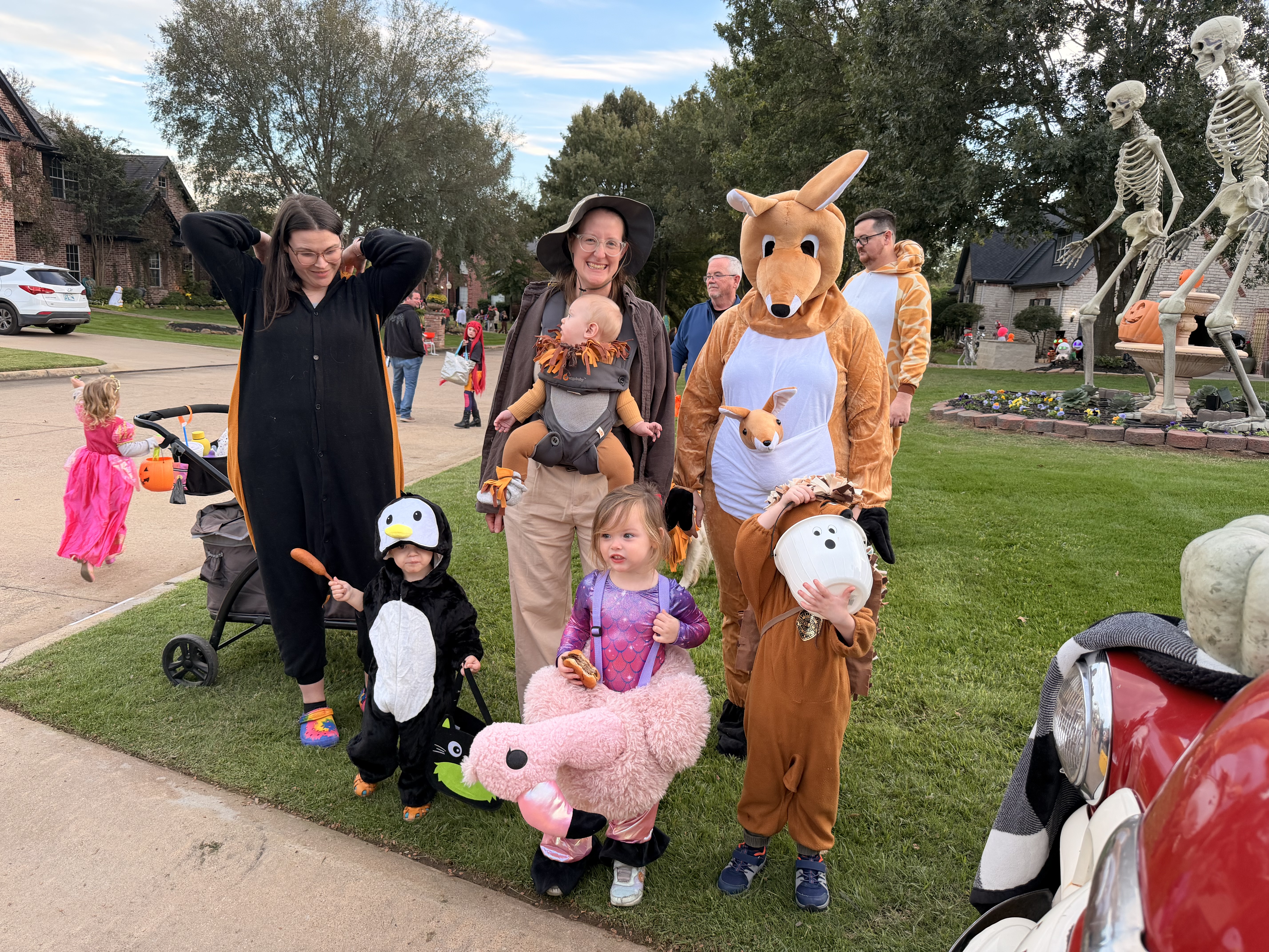 Neighbors in costume at the Prestonwood Halloween Walk